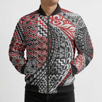 Aotearoa Maori Tribal Tattoo Bomber Puffer Jacket Kowhaiwhai Taniko Patchwork Motifs - Aussie Hoodie