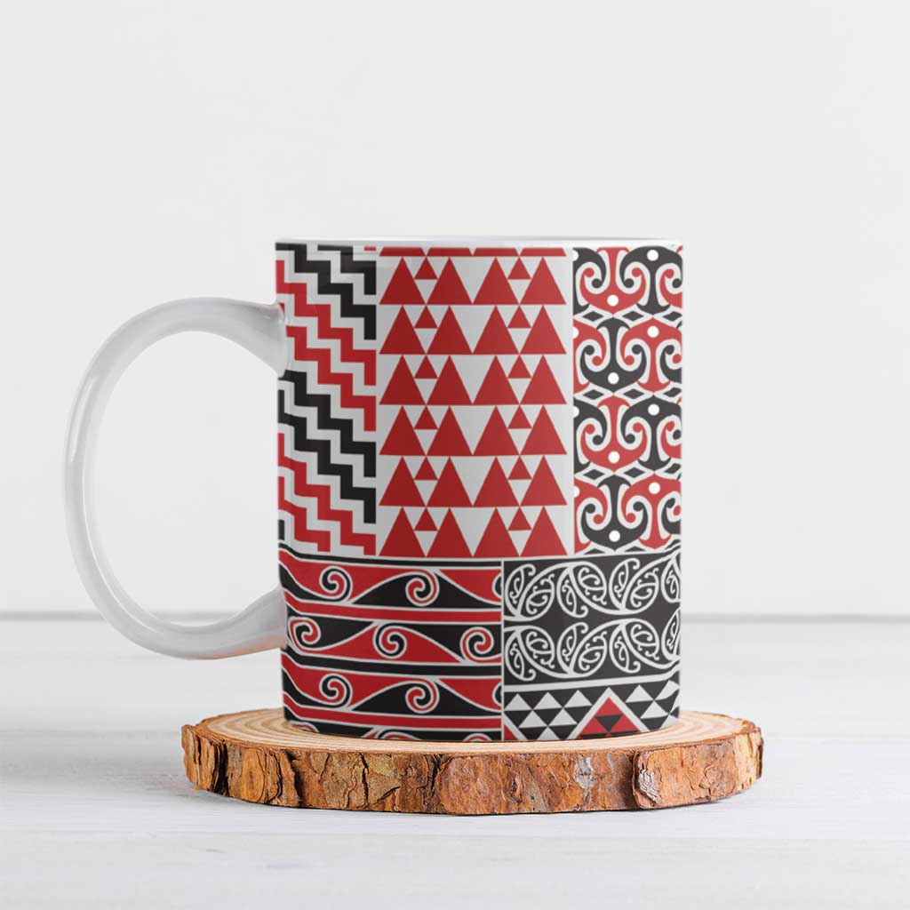 Aotearoa Maori Tribal Tattoo Ceramic Mug Kowhaiwhai Taniko Patchwork Motifs - Aussie Hoodie