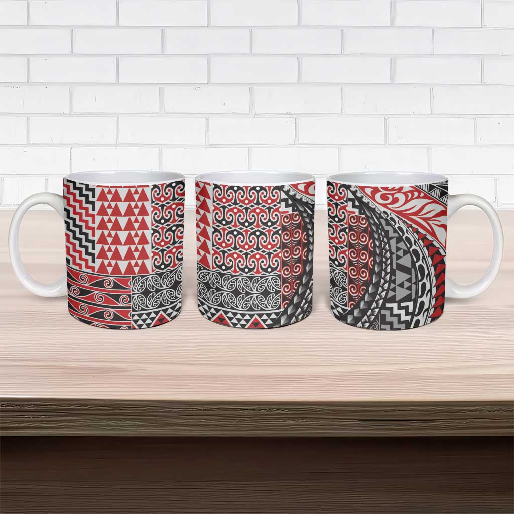 Aotearoa Maori Tribal Tattoo Ceramic Mug Kowhaiwhai Taniko Patchwork Motifs - Aussie Hoodie
