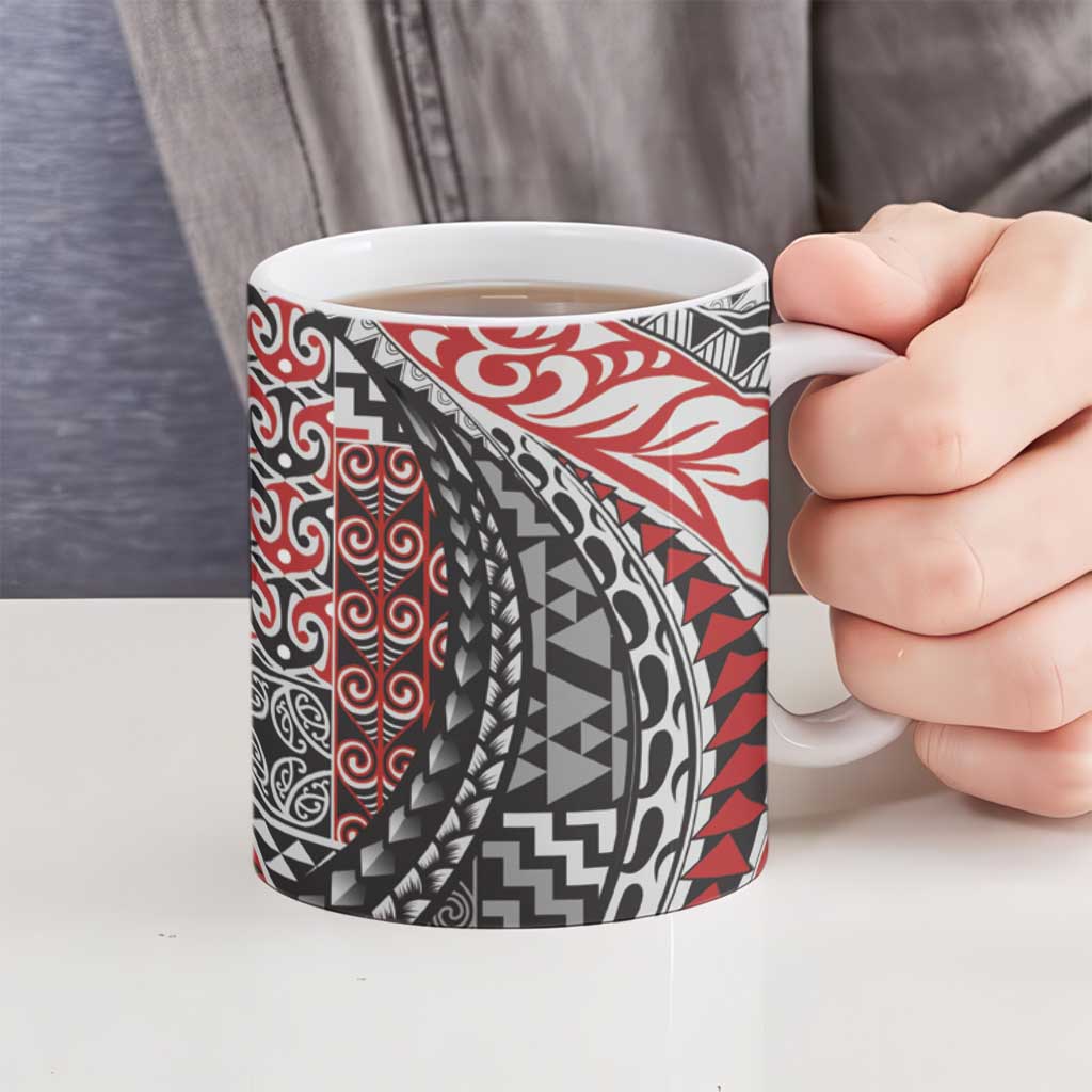 Aotearoa Maori Tribal Tattoo Ceramic Mug Kowhaiwhai Taniko Patchwork Motifs - Aussie Hoodie