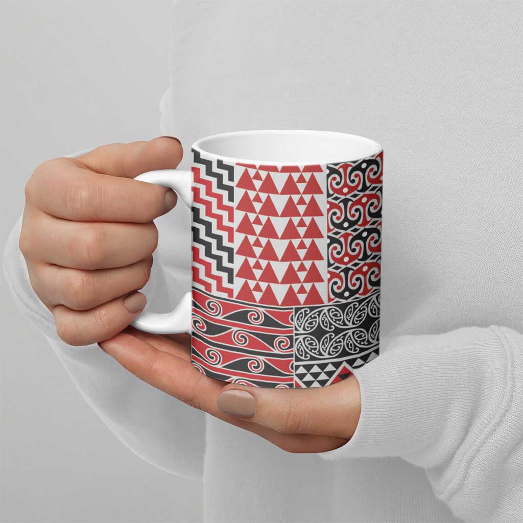 Aotearoa Maori Tribal Tattoo Ceramic Mug Kowhaiwhai Taniko Patchwork Motifs - Aussie Hoodie