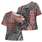 Aotearoa Maori Tribal Tattoo Cross Shoulder Shirt Kowhaiwhai Taniko Patchwork Motifs - Aussie Hoodie