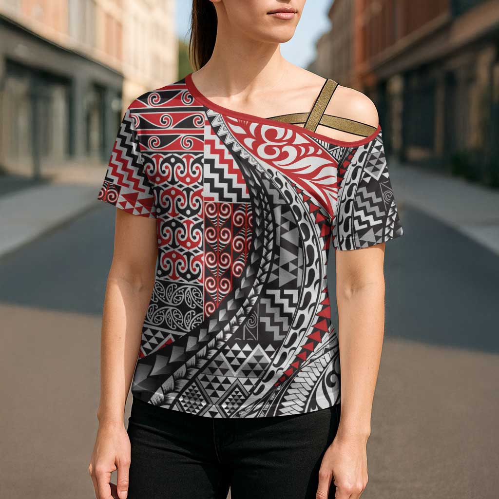 Aotearoa Maori Tribal Tattoo Cross Shoulder Shirt Kowhaiwhai Taniko Patchwork Motifs - Aussie Hoodie