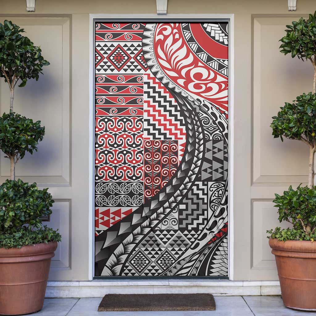 Aotearoa Maori Tribal Tattoo Door Cover Kowhaiwhai Taniko Patchwork Motifs - Aussie Hoodie