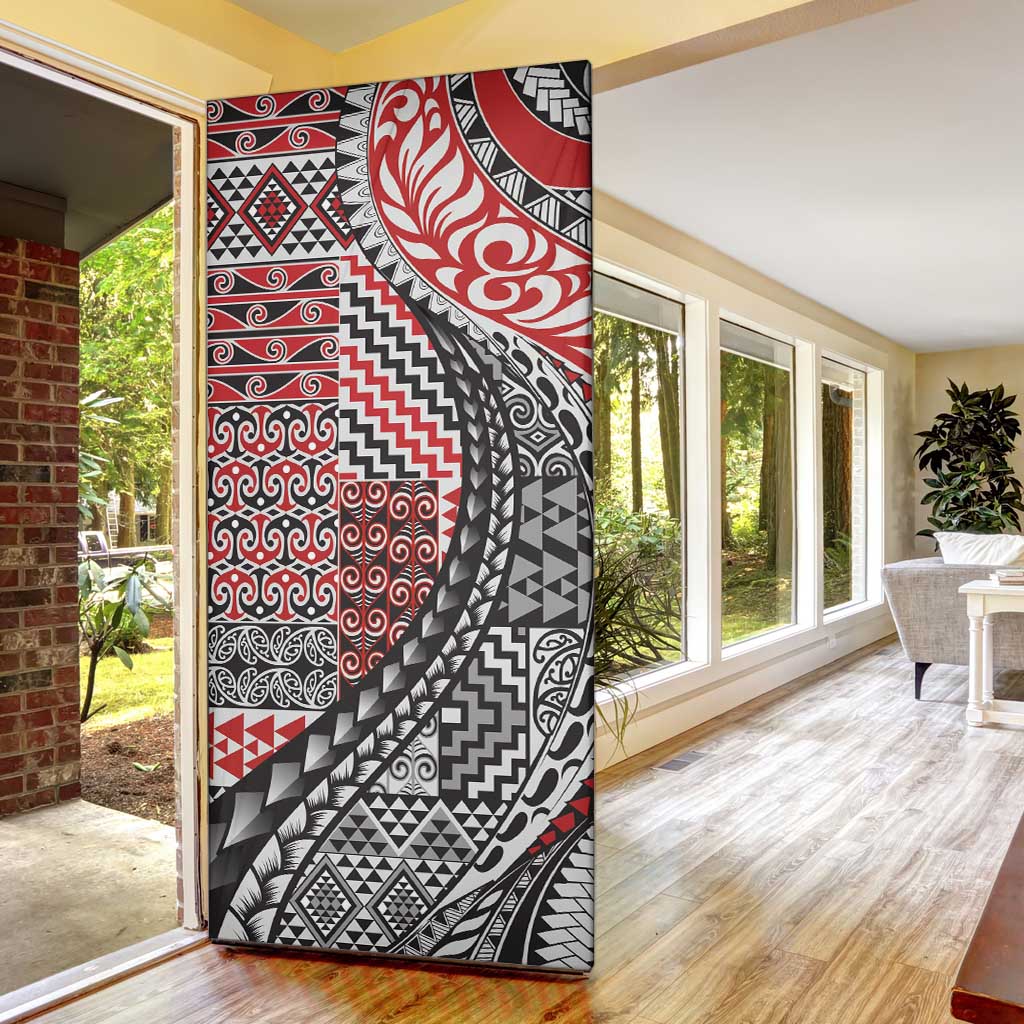 Aotearoa Maori Tribal Tattoo Door Cover Kowhaiwhai Taniko Patchwork Motifs - Aussie Hoodie
