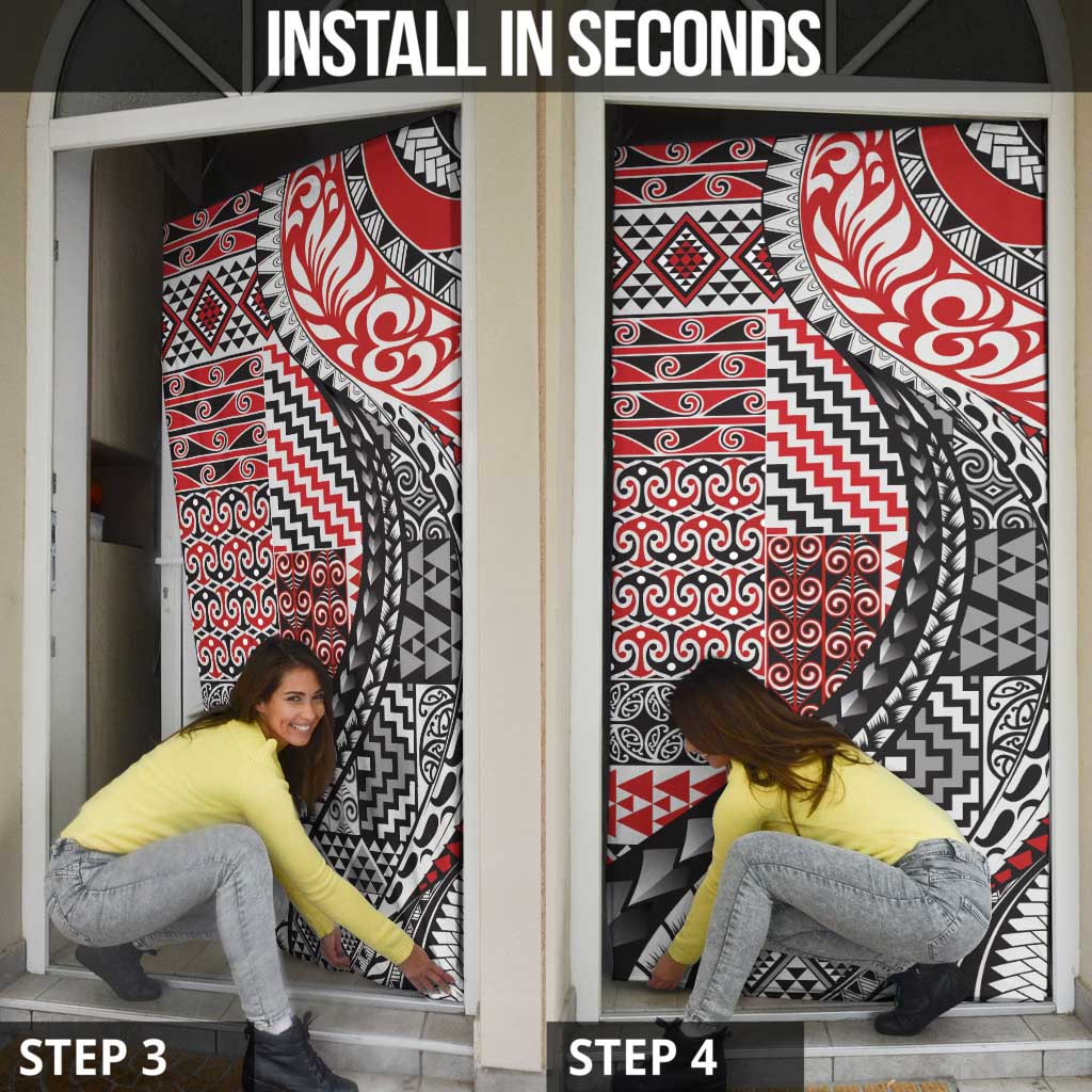 Aotearoa Maori Tribal Tattoo Door Cover Kowhaiwhai Taniko Patchwork Motifs - Aussie Hoodie