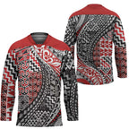 Aotearoa Maori Tribal Tattoo Hockey Jersey Kowhaiwhai Taniko Patchwork Motifs - Aussie Hoodie