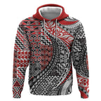 Aotearoa Maori Tribal Tattoo Hoodie Kowhaiwhai Taniko Patchwork Motifs