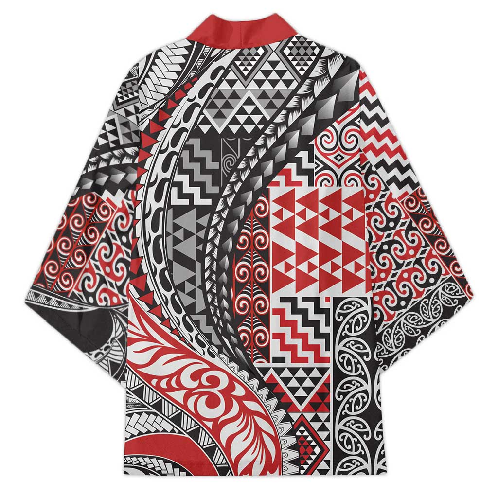 Aotearoa Maori Tribal Tattoo Kimono Kowhaiwhai Taniko Patchwork Motifs - Aussie Hoodie