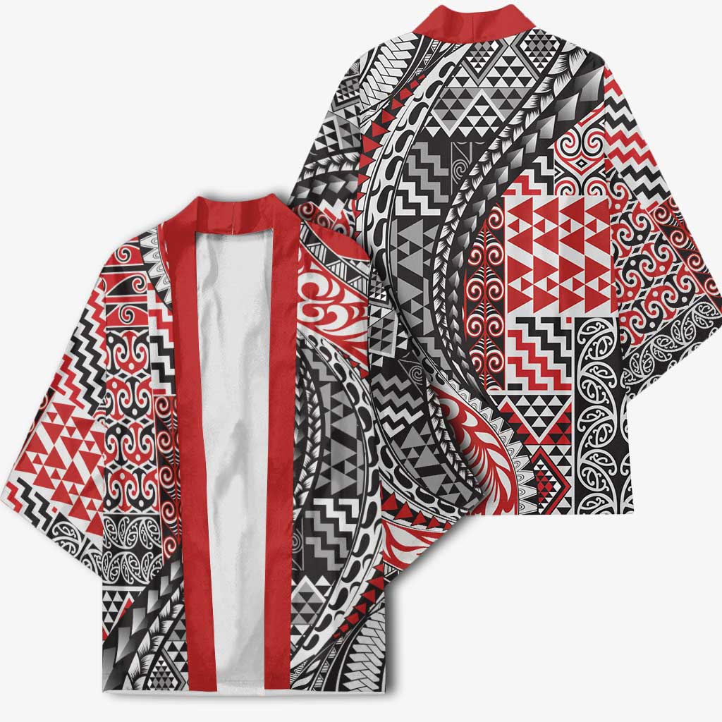 Aotearoa Maori Tribal Tattoo Kimono Kowhaiwhai Taniko Patchwork Motifs - Aussie Hoodie