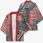 Aotearoa Maori Tribal Tattoo Kimono Kowhaiwhai Taniko Patchwork Motifs - Aussie Hoodie