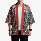 Aotearoa Maori Tribal Tattoo Kimono Kowhaiwhai Taniko Patchwork Motifs - Aussie Hoodie
