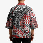 Aotearoa Maori Tribal Tattoo Kimono Kowhaiwhai Taniko Patchwork Motifs - Aussie Hoodie