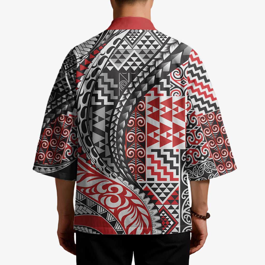 Aotearoa Maori Tribal Tattoo Kimono Kowhaiwhai Taniko Patchwork Motifs - Aussie Hoodie