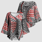 Aotearoa Maori Tribal Tattoo Kimono Sleeve Blouse Kowhaiwhai Taniko Patchwork Motifs - Aussie Hoodie