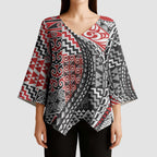 Aotearoa Maori Tribal Tattoo Kimono Sleeve Blouse Kowhaiwhai Taniko Patchwork Motifs - Aussie Hoodie