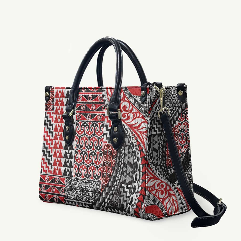 Aotearoa Maori Tribal Tattoo Leather Bag Kowhaiwhai Taniko Patchwork Motifs - Aussie Hoodie