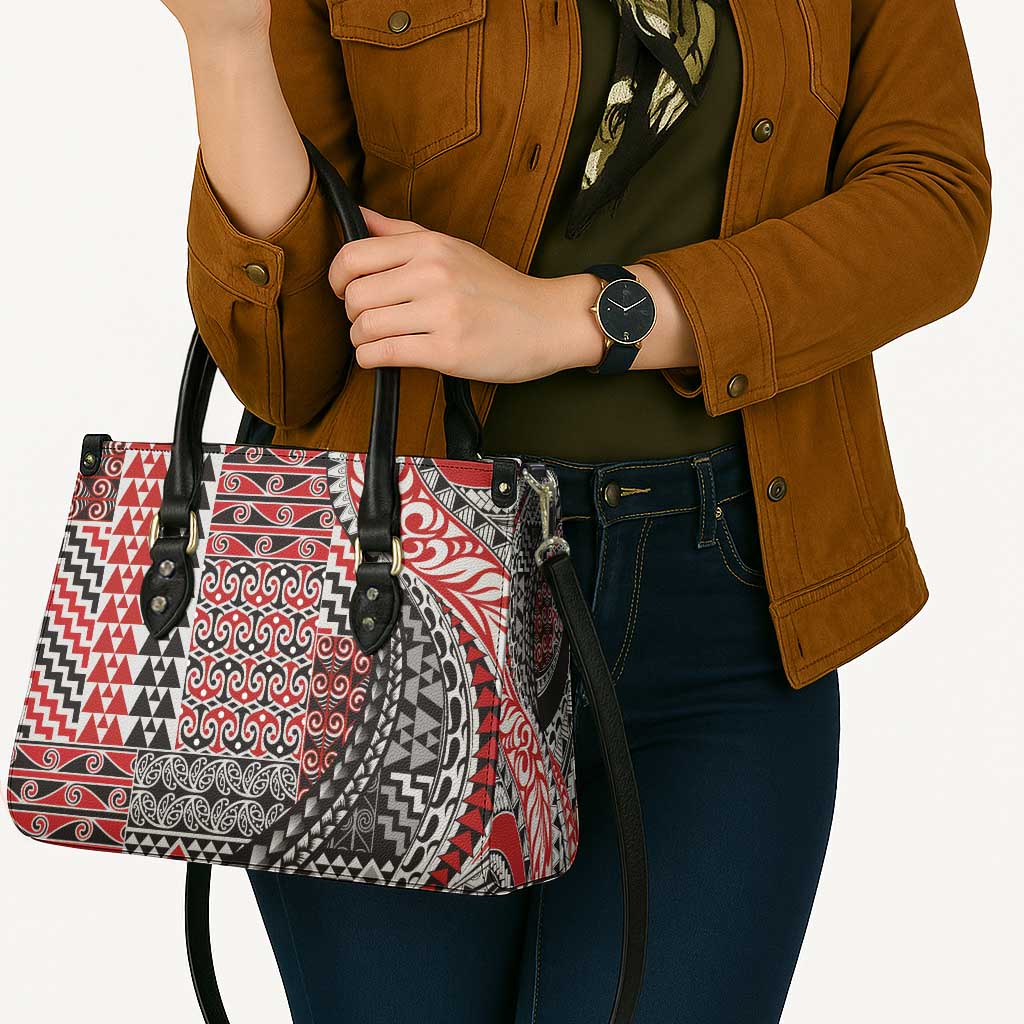 Aotearoa Maori Tribal Tattoo Leather Bag Kowhaiwhai Taniko Patchwork Motifs - Aussie Hoodie