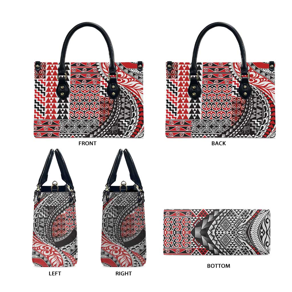 Aotearoa Maori Tribal Tattoo Leather Bag Kowhaiwhai Taniko Patchwork Motifs - Aussie Hoodie