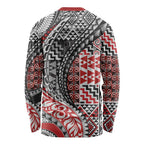 Aotearoa Maori Tribal Tattoo Long Sleeve Shirt Kowhaiwhai Taniko Patchwork Motifs