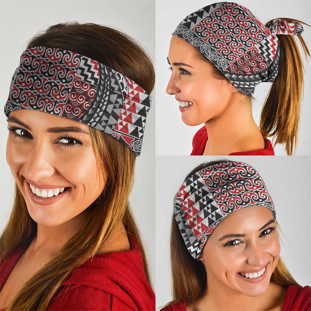 Aotearoa Maori Tribal Tattoo Neck Gaiter Kowhaiwhai Taniko Patchwork Motifs - Aussie Hoodie