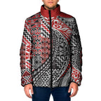 Aotearoa Maori Tribal Tattoo Padded Jacket Kowhaiwhai Taniko Patchwork Motifs - Aussie Hoodie