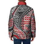 Aotearoa Maori Tribal Tattoo Padded Jacket Kowhaiwhai Taniko Patchwork Motifs - Aussie Hoodie