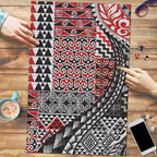 Aotearoa Maori Tribal Tattoo Puzzle Kowhaiwhai Taniko Patchwork Motifs - Aussie Hoodie