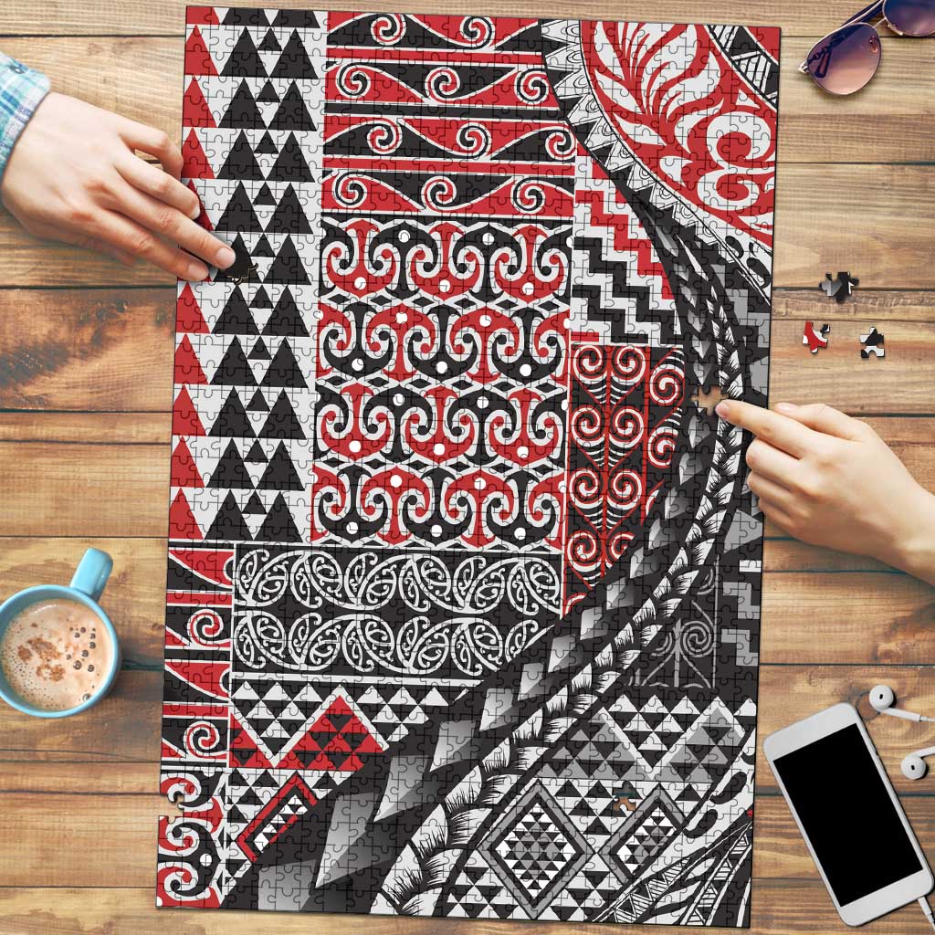 Aotearoa Maori Tribal Tattoo Puzzle Kowhaiwhai Taniko Patchwork Motifs - Aussie Hoodie