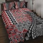 Aotearoa Maori Tribal Tattoo Quilt Bed Set Kowhaiwhai Taniko Patchwork Motifs