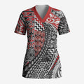 Aotearoa Maori Tribal Tattoo Scrub Top Kowhaiwhai Taniko Patchwork Motifs - Aussie Hoodie