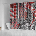 Aotearoa Maori Tribal Tattoo Shower Curtain Kowhaiwhai Taniko Patchwork Motifs