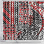 Aotearoa Maori Tribal Tattoo Shower Curtain Kowhaiwhai Taniko Patchwork Motifs