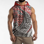 Aotearoa Maori Tribal Tattoo Sleeveless Hoodie Kowhaiwhai Taniko Patchwork Motifs - Aussie Hoodie