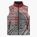 Aotearoa Maori Tribal Tattoo Sleeveless Puffer Jacket Kowhaiwhai Taniko Patchwork Motifs - Aussie Hoodie