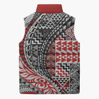 Aotearoa Maori Tribal Tattoo Sleeveless Puffer Jacket Kowhaiwhai Taniko Patchwork Motifs - Aussie Hoodie