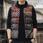 Aotearoa Maori Tribal Tattoo Sleeveless Puffer Jacket Kowhaiwhai Taniko Patchwork Motifs - Aussie Hoodie