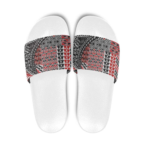 Aotearoa Maori Tribal Tattoo Slide Sandals Kowhaiwhai Taniko Patchwork Motifs - Aussie Hoodie