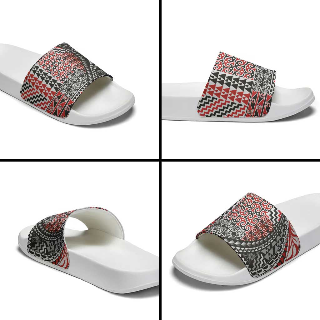 Aotearoa Maori Tribal Tattoo Slide Sandals Kowhaiwhai Taniko Patchwork Motifs - Aussie Hoodie