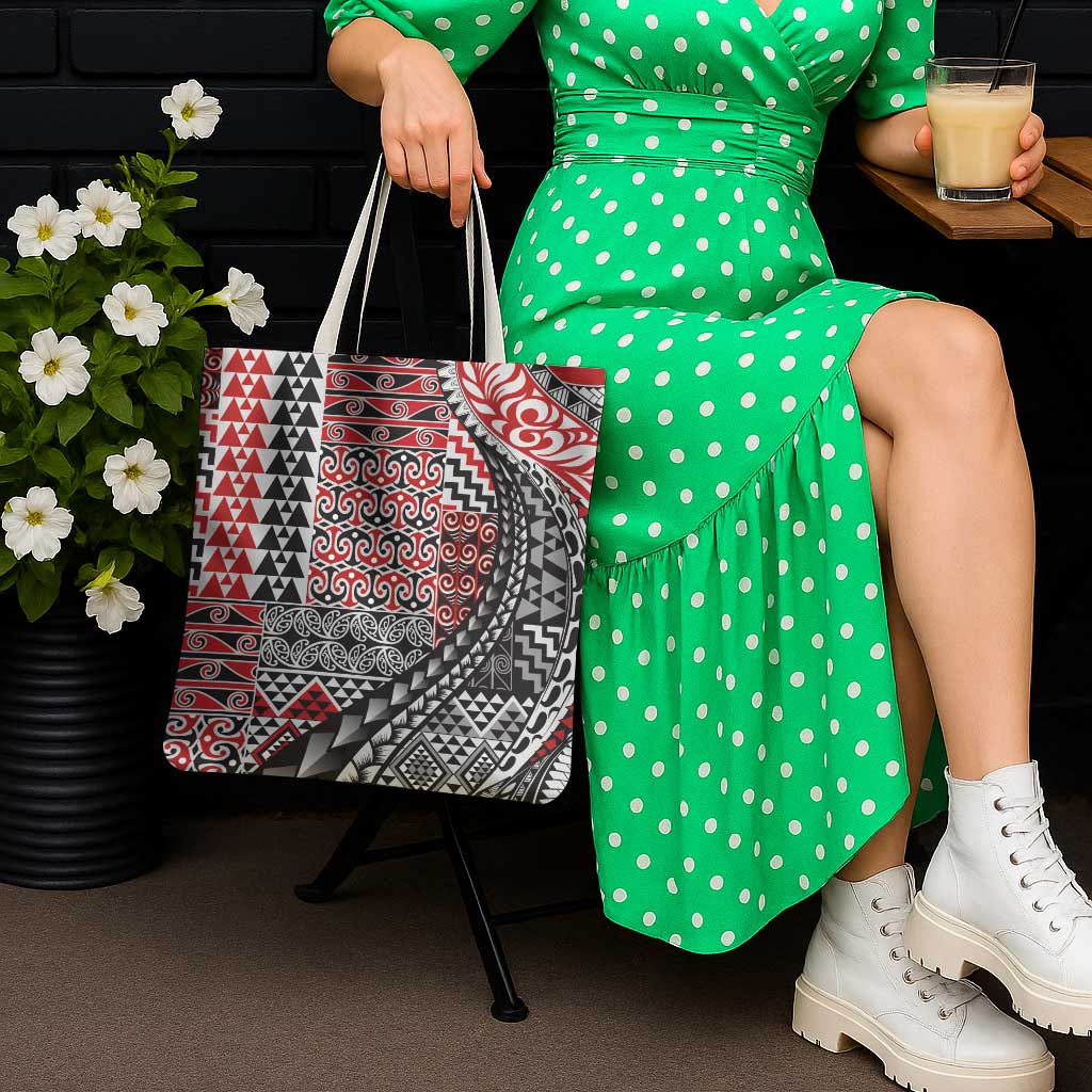 Aotearoa Maori Tribal Tattoo Tote Bag Kowhaiwhai Taniko Patchwork Motifs - Aussie Hoodie