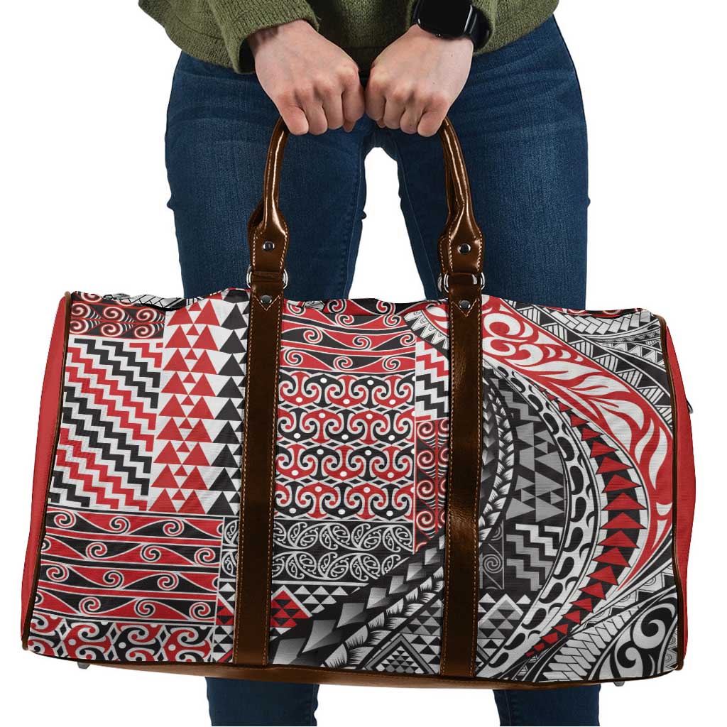 Aotearoa Maori Tribal Tattoo Travel Bag Kowhaiwhai Taniko Patchwork Motifs - Aussie Hoodie