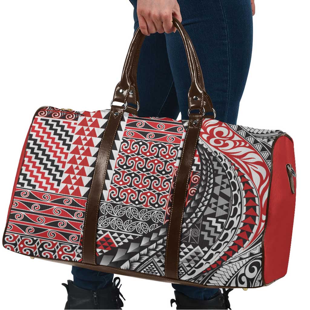 Aotearoa Maori Tribal Tattoo Travel Bag Kowhaiwhai Taniko Patchwork Motifs - Aussie Hoodie