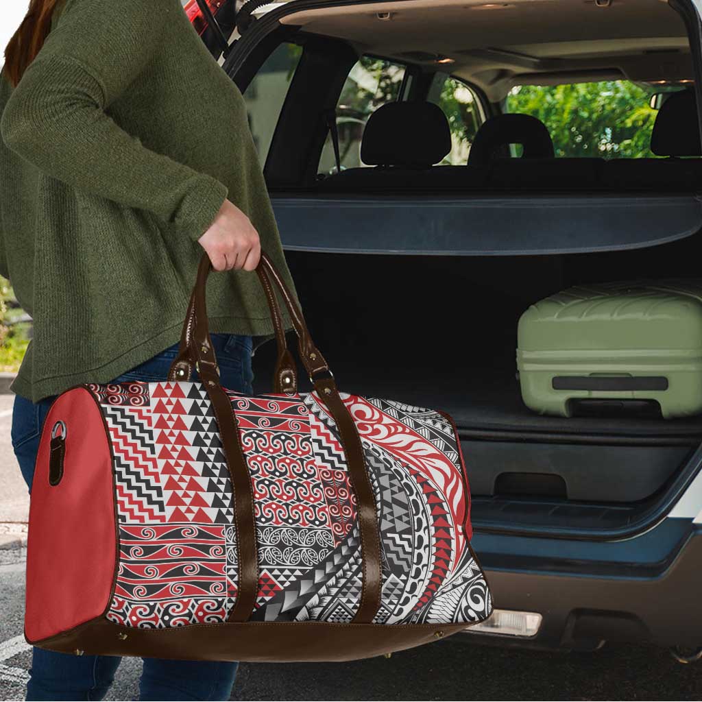 Aotearoa Maori Tribal Tattoo Travel Bag Kowhaiwhai Taniko Patchwork Motifs - Aussie Hoodie