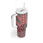 Aotearoa Maori Tribal Tattoo Tumbler With Handle Kowhaiwhai Taniko Patchwork Motifs