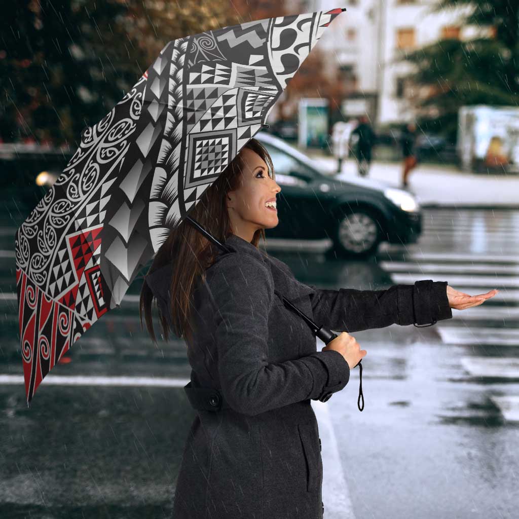 Aotearoa Maori Tribal Tattoo Umbrella Kowhaiwhai Taniko Patchwork Motifs - Aussie Hoodie