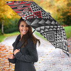 Aotearoa Maori Tribal Tattoo Umbrella Kowhaiwhai Taniko Patchwork Motifs - Aussie Hoodie