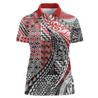 Aotearoa Maori Tribal Tattoo Women Polo Shirt Kowhaiwhai Taniko Patchwork Motifs