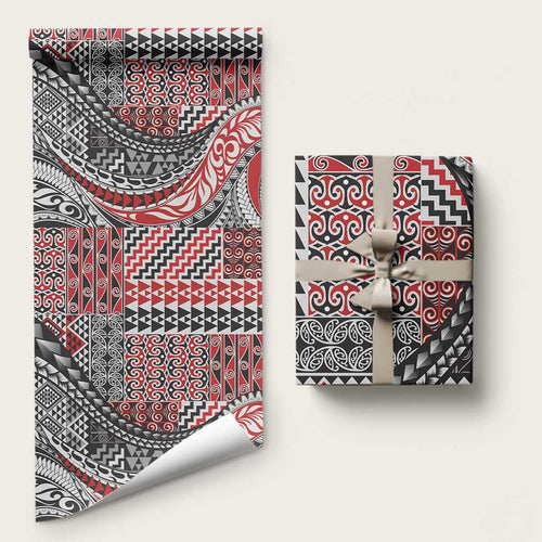 Aotearoa Maori Tribal Tattoo Wrapping Paper Kowhaiwhai Taniko Patchwork Motifs - Aussie Hoodie
