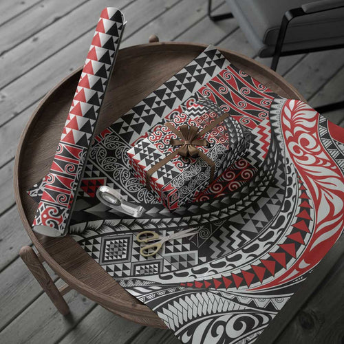 Aotearoa Maori Tribal Tattoo Wrapping Paper Kowhaiwhai Taniko Patchwork Motifs - Aussie Hoodie