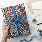 Aotearoa Maori Tribal Tattoo Wrapping Paper Kowhaiwhai Taniko Patchwork Motifs - Aussie Hoodie